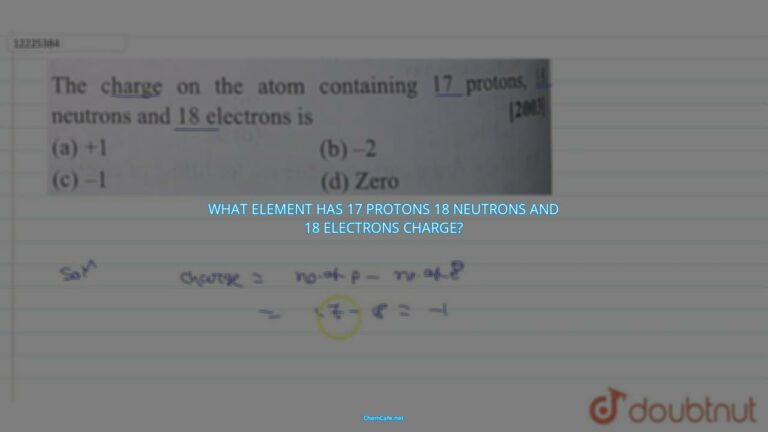 What element has 17 protons 18 neutrons and 18 electrons charge?