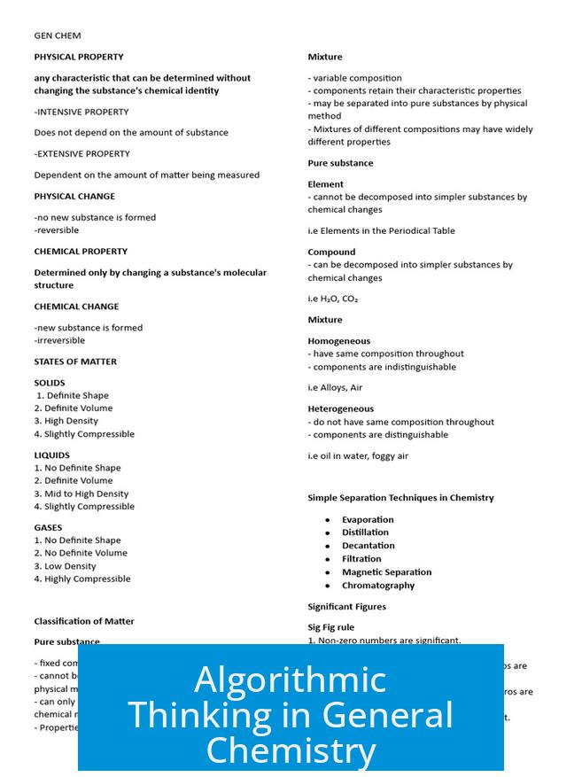 Algorithmic Thinking in General Chemistry