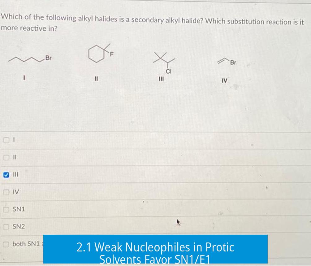 2.1 Weak Nucleophiles in Protic Solvents Favor SN1/E1