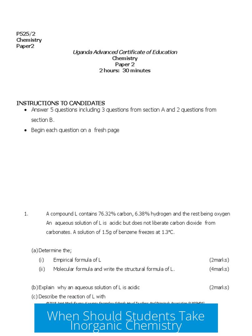 When Should Students Take Inorganic Chemistry?