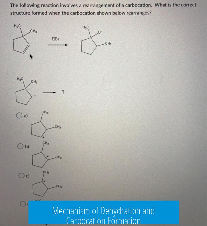 Mechanism of Dehydration and Carbocation Formation