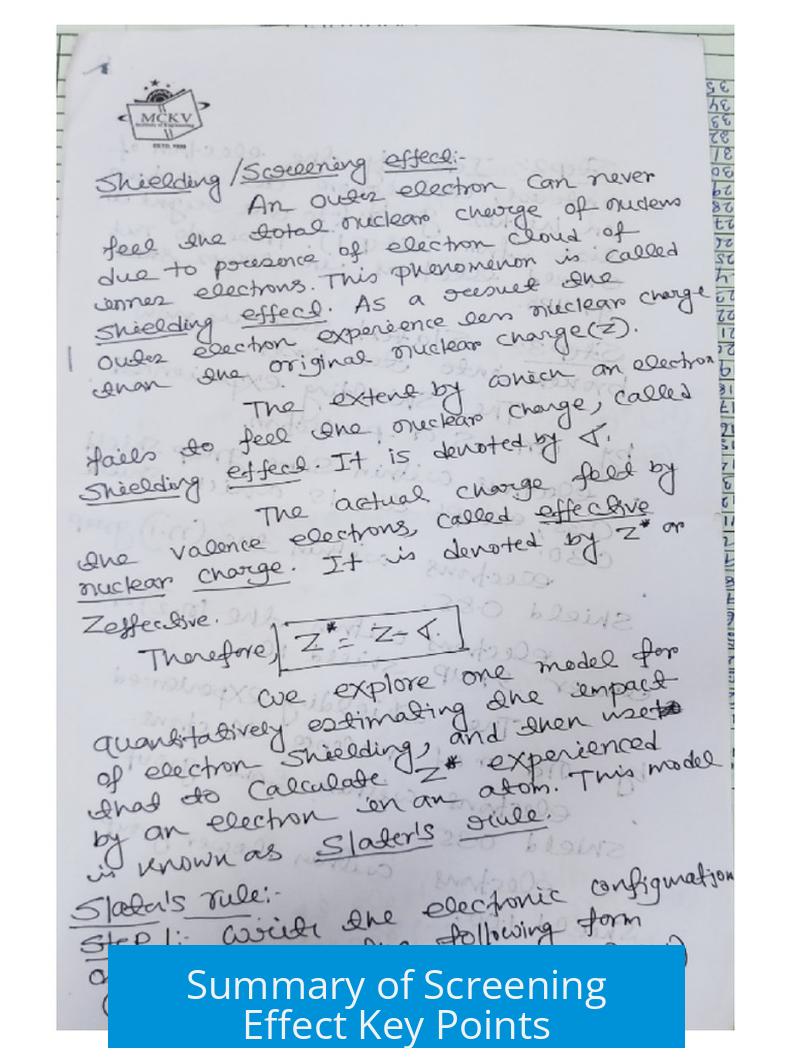Summary of Screening Effect Key Points