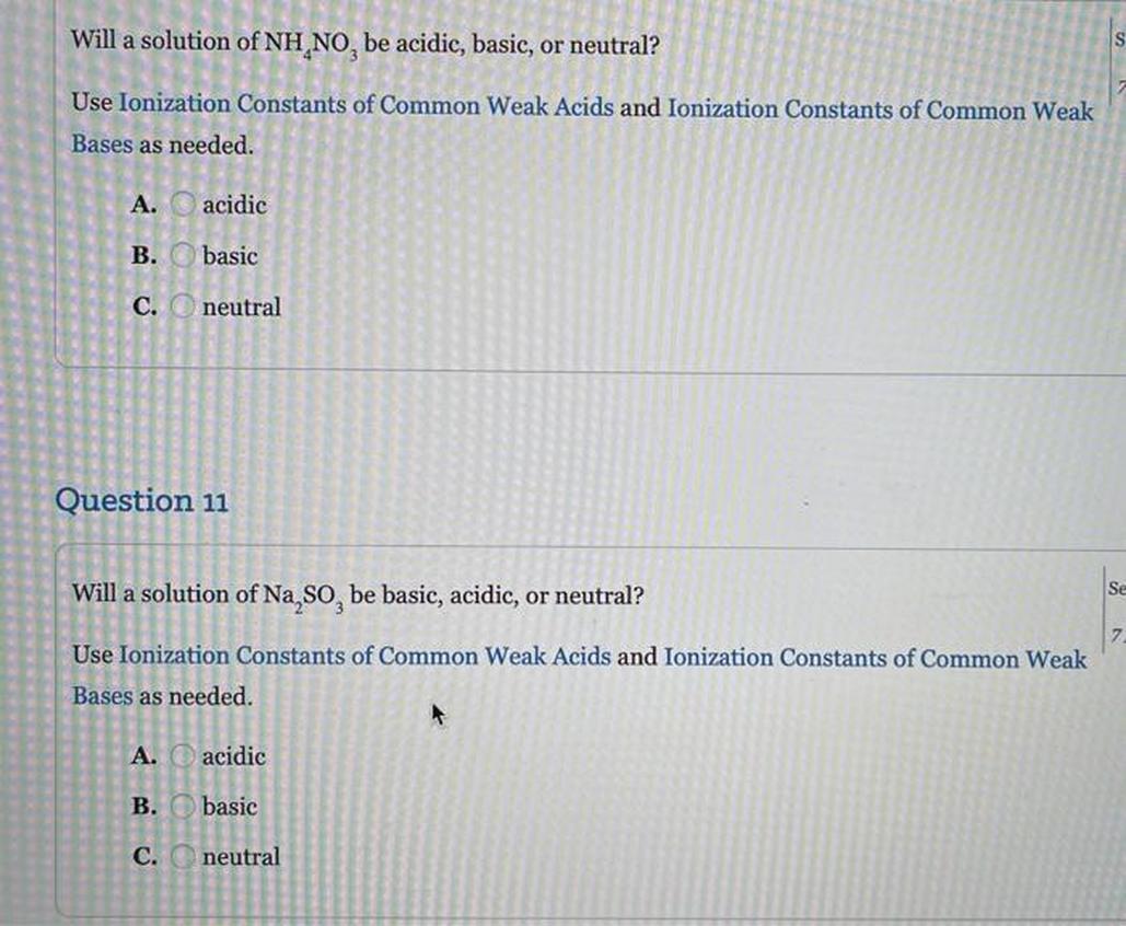 Acidic or basic properties depend on the comparative chemical environment. For example, NH4+ is acidic when compared with NH3 but may be neutral compared to stronger acids.