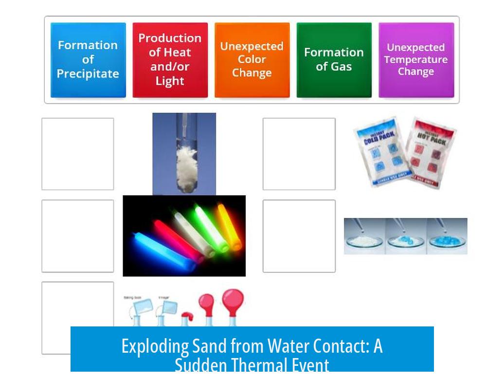 Exploding Sand from Water Contact: A Sudden Thermal Event