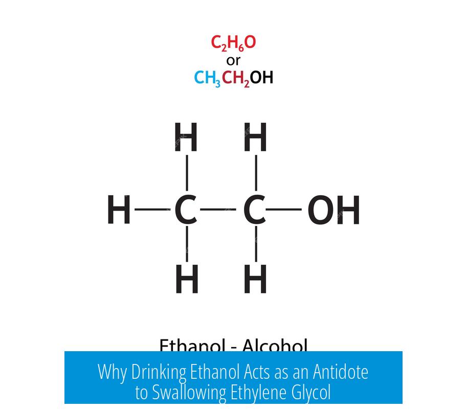 Why Drinking Ethanol Acts as an Antidote to Swallowing Ethylene Glycol