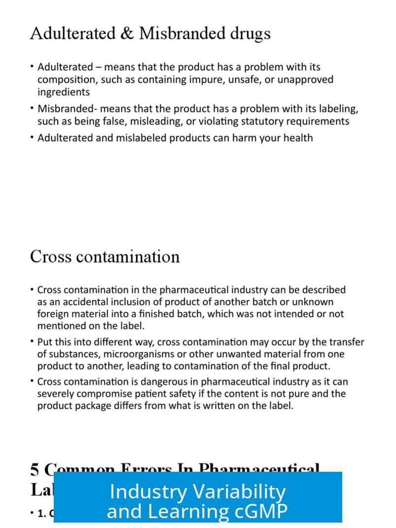 Industry Variability and Learning cGMP
