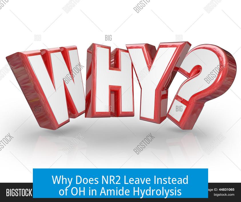 Why Does NR2 Leave Instead of OH in Amide Hydrolysis?