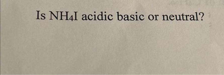 Ammonium ion (NH4+) is the conjugate acid of ammonia. It shows slight acidity by donating a proton under certain conditions. Its acidity is weak compared to strong acids but enough to influence equilibrium in aqueous solutions.