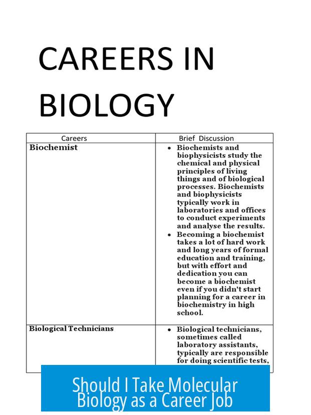 Should I Take Molecular Biology as a Career Job?