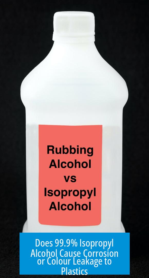 Does 99.9% Isopropyl Alcohol Cause Corrosion or Colour Leakage to Plastics?