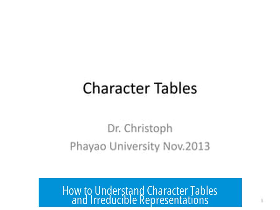 How to Understand Character Tables and Irreducible Representations
