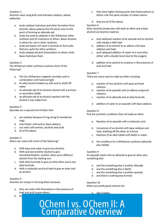 OChem I vs. OChem II: A Comparative Overview