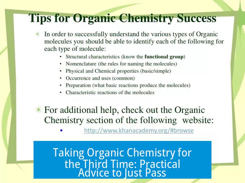 Taking Organic Chemistry for the Third Time: Practical Advice to Just Pass