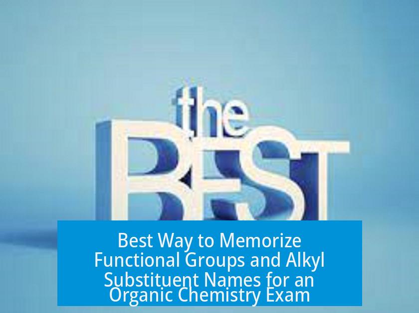 Best Way to Memorize Functional Groups and Alkyl Substituent Names for an Organic Chemistry Exam