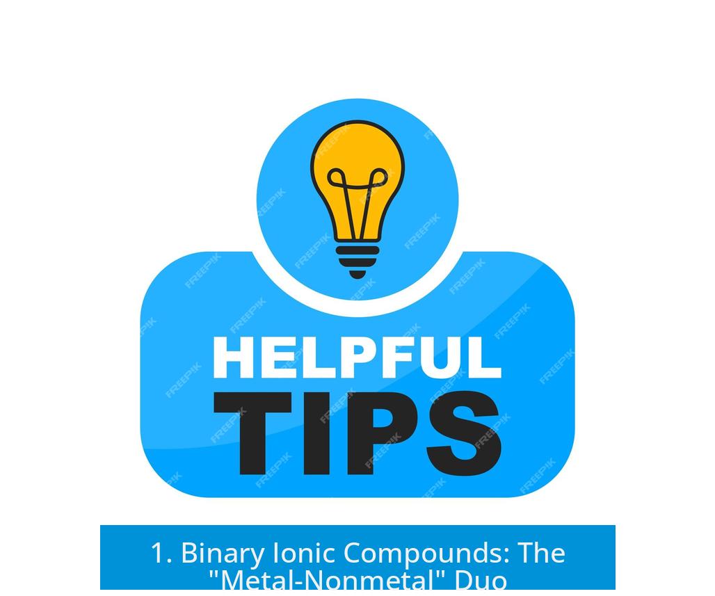 1. Binary Ionic Compounds: The "Metal-Nonmetal" Duo
