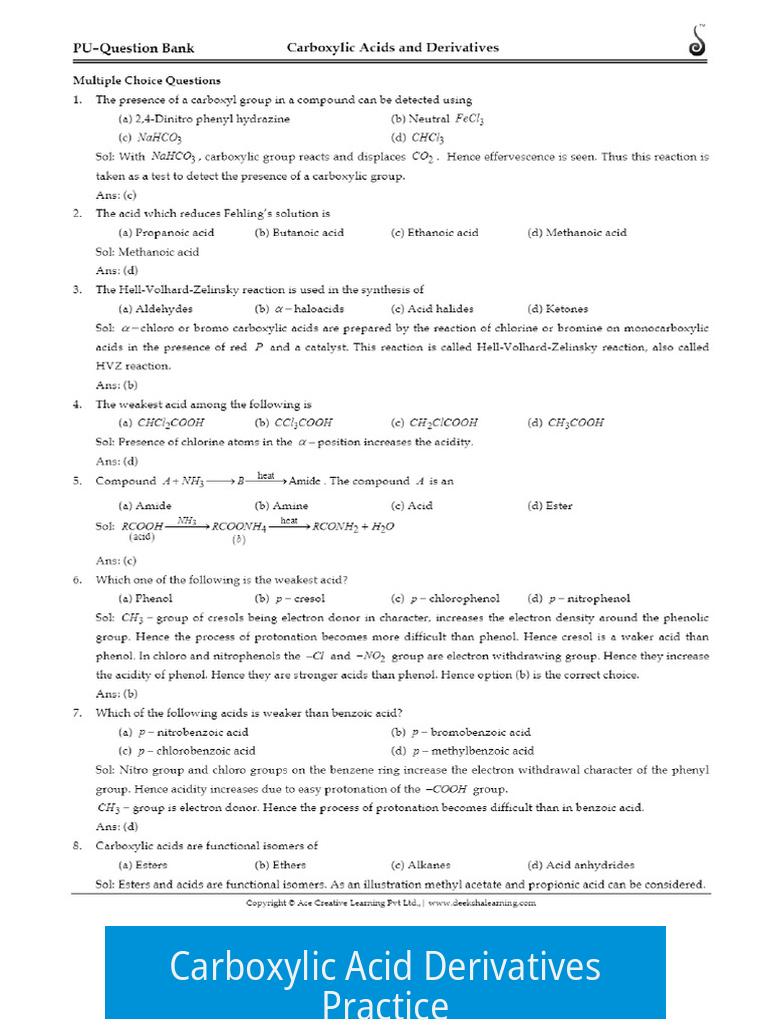 Carboxylic Acid Derivatives Practice