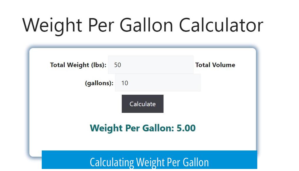 Calculating Weight Per Gallon