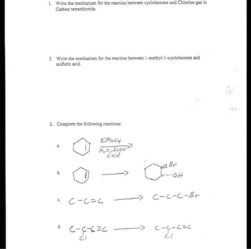 Does Substitution Occur Only at Allylic Positions or All Positions in Cyclohexene Reaction with Cl2 under UV Light?