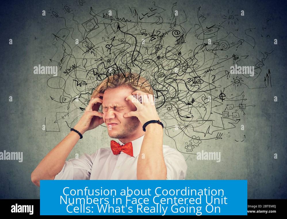 Confusion about Coordination Numbers in Face Centered Unit Cells: What's Really Going On?