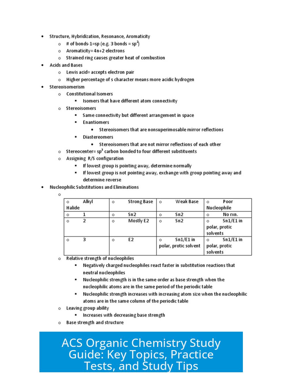 ACS Organic Chemistry Study Guide: Key Topics, Practice Tests, and Study Tips