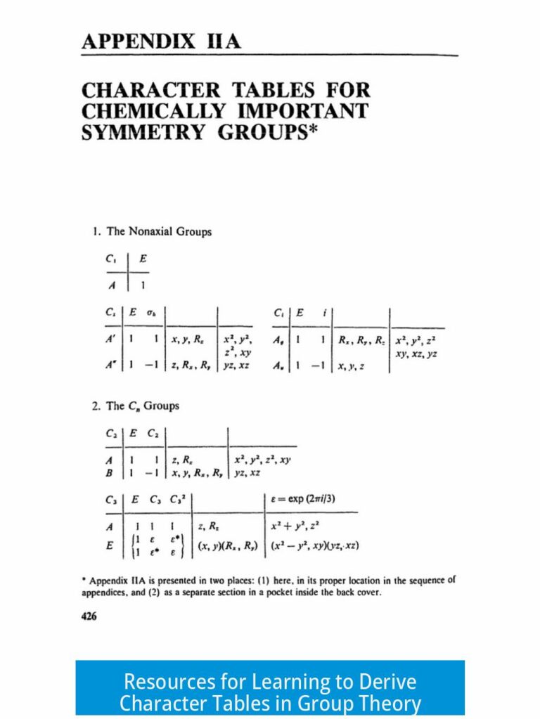 Resources for Learning to Derive Character Tables in Group Theory