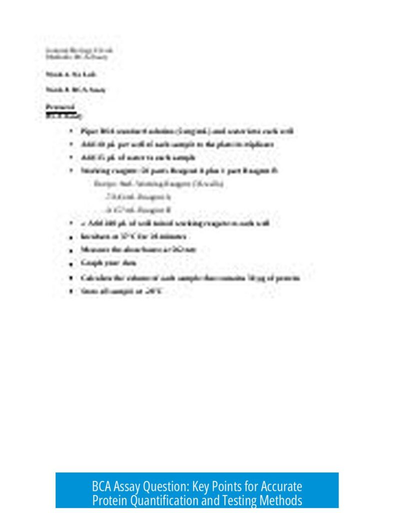 BCA Assay Question: Key Points for Accurate Protein Quantification and Testing Methods