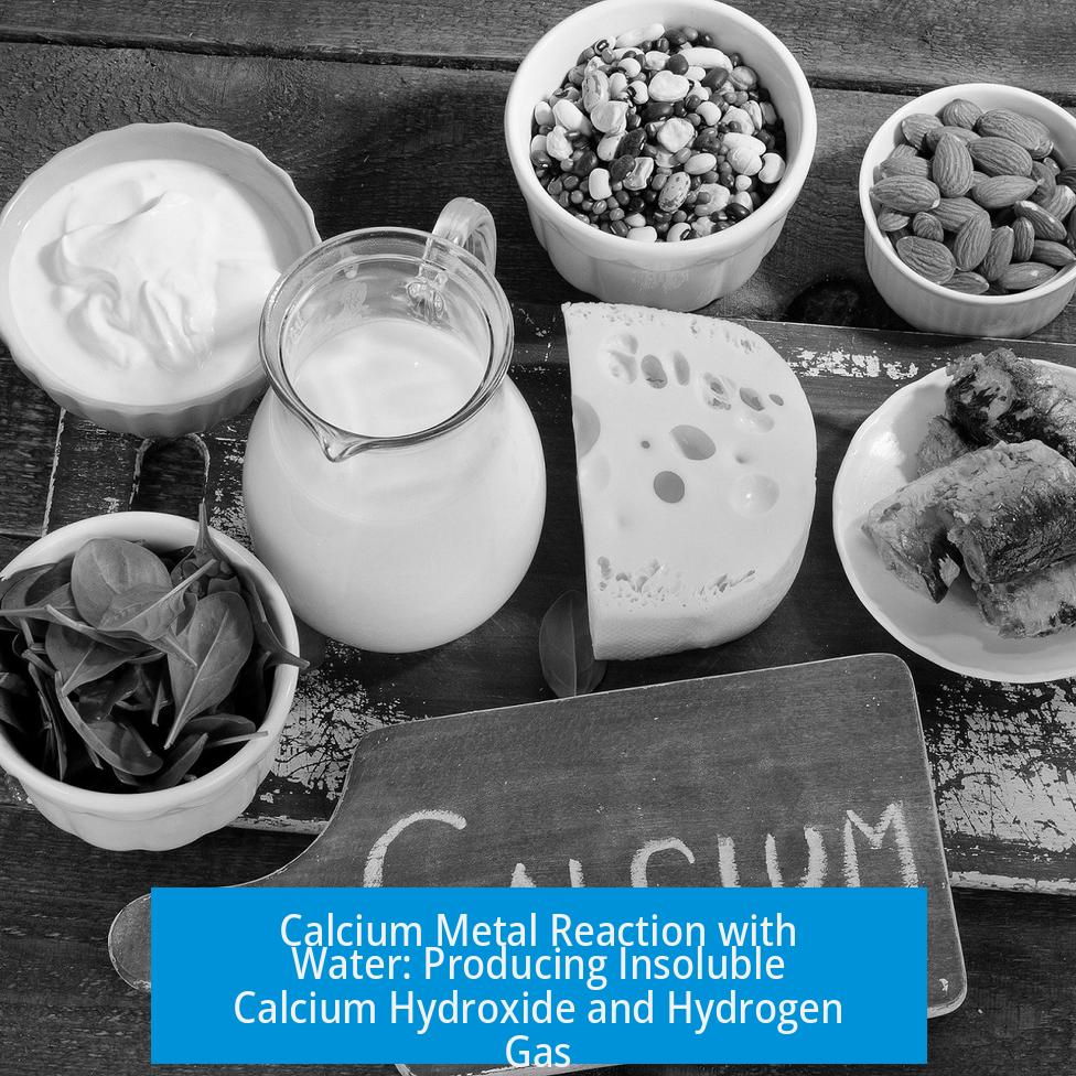 Calcium Metal Reaction with Water: Producing Insoluble Calcium Hydroxide and Hydrogen Gas