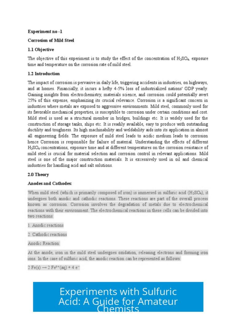 Experiments with Sulfuric Acid: A Guide for Amateur Chemists