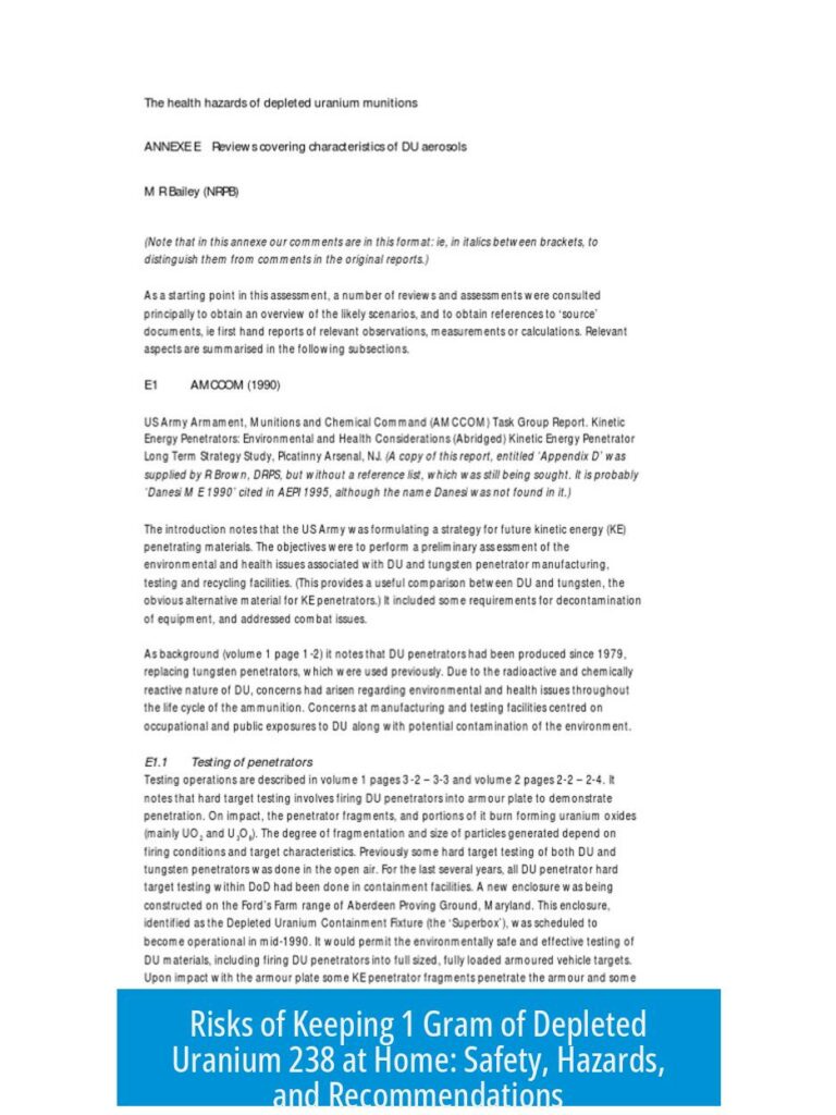 Risks of Keeping 1 Gram of Depleted Uranium 238 at Home: Safety, Hazards, and Recommendations