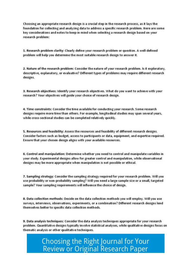 Choosing the Right Journal for Your Review or Original Research Paper