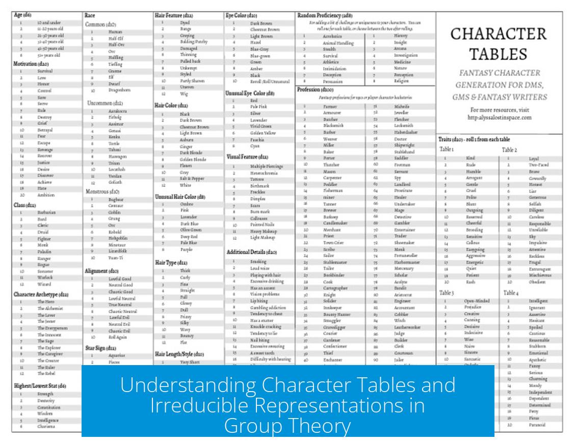 Understanding Character Tables and Irreducible Representations in Group Theory
