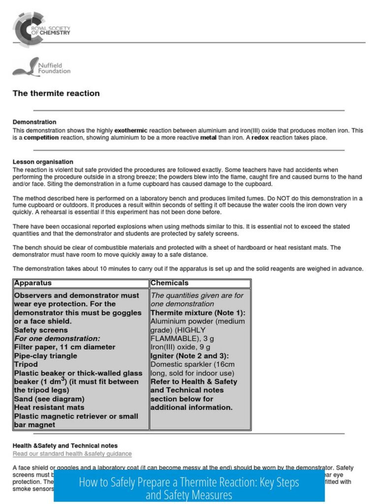 How to Safely Prepare a Thermite Reaction: Key Steps and Safety Measures