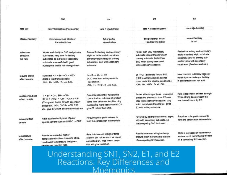 Understanding SN1, SN2, E1, and E2 Reactions: Key Differences and Mnemonics