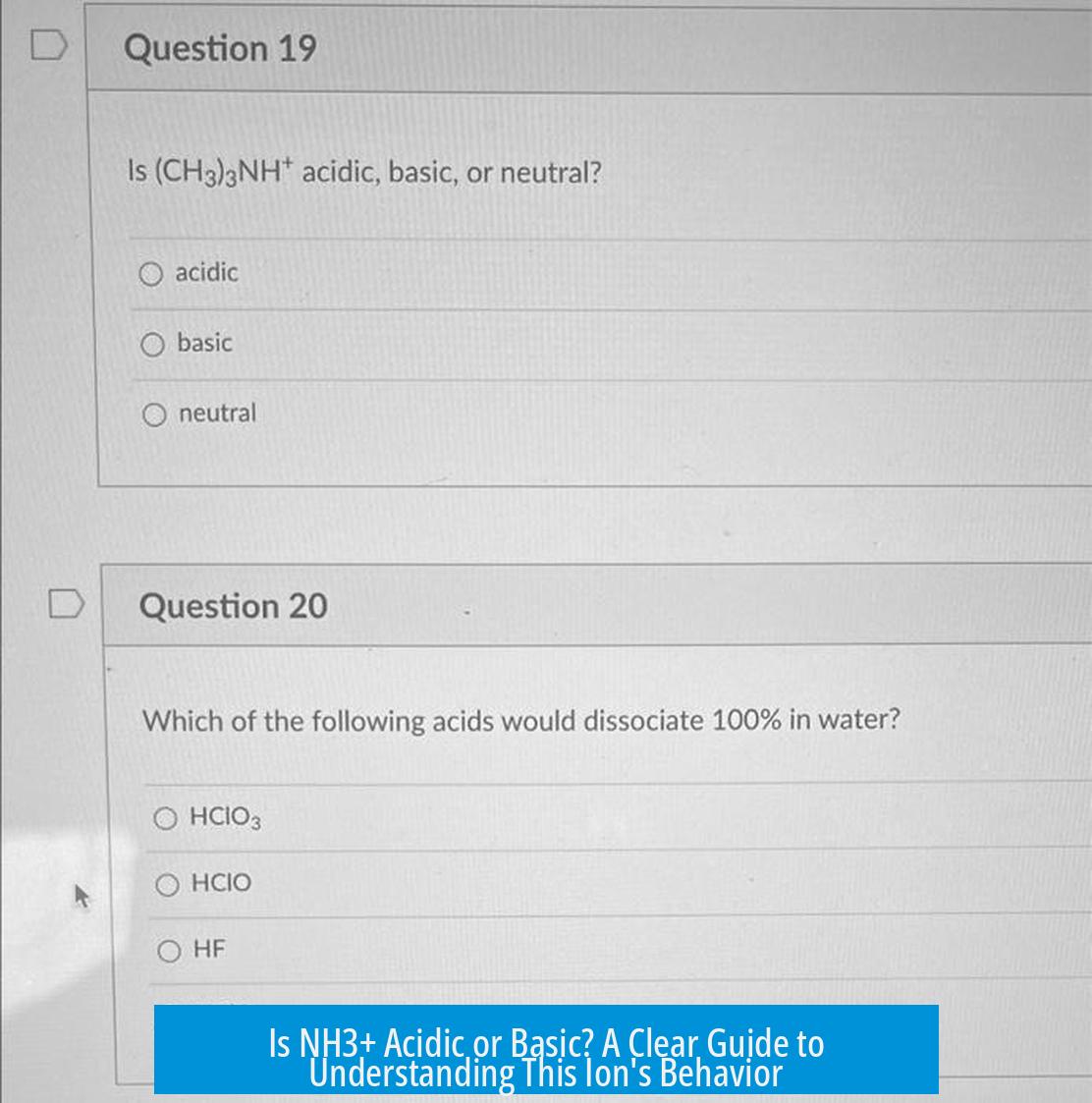 Is NH3+ Acidic or Basic? A Clear Guide to Understanding This Ion's Behavior
