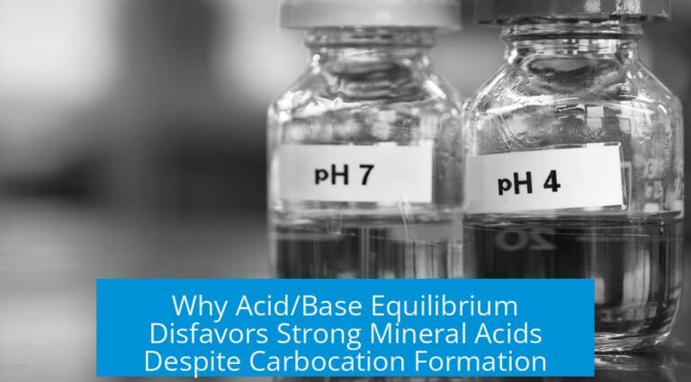 Why Acid/Base Equilibrium Disfavors Strong Mineral Acids Despite Carbocation Formation