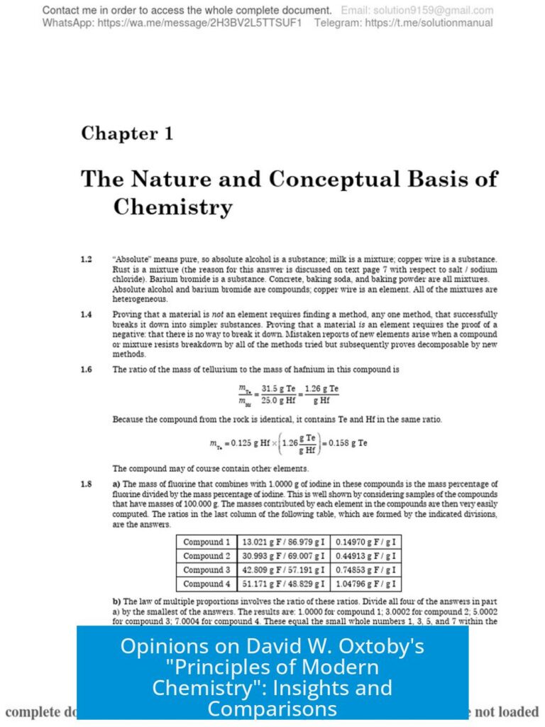 Opinions on David W. Oxtoby's "Principles of Modern Chemistry": Insights and Comparisons