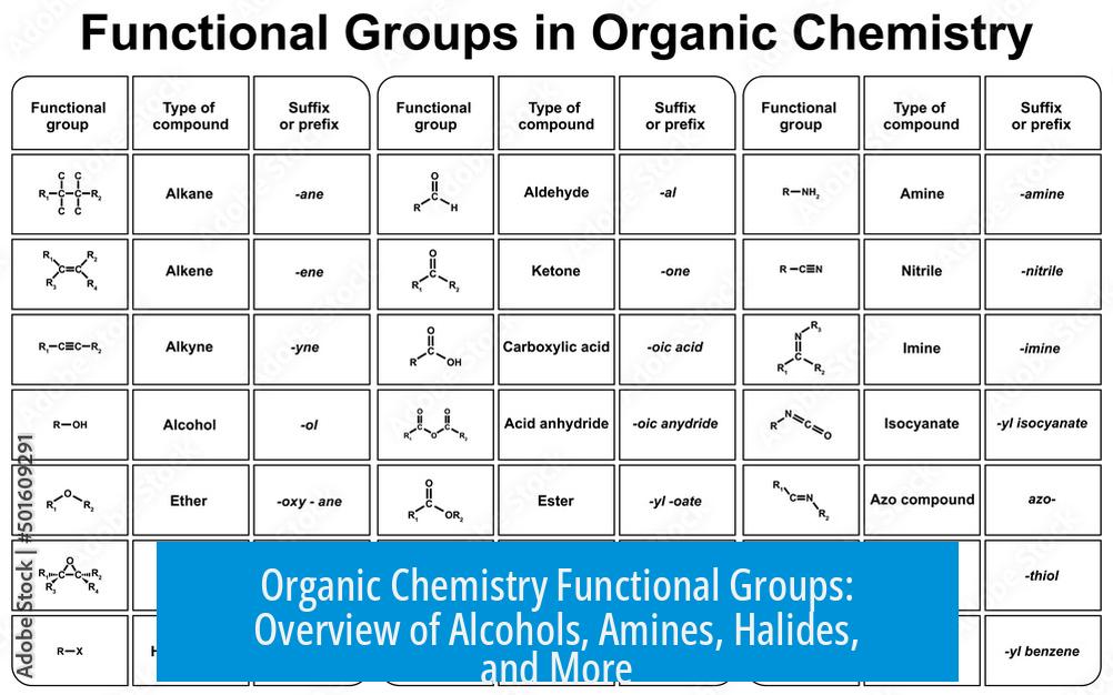Organic Chemistry Functional Groups: Overview of Alcohols, Amines, Halides, and More