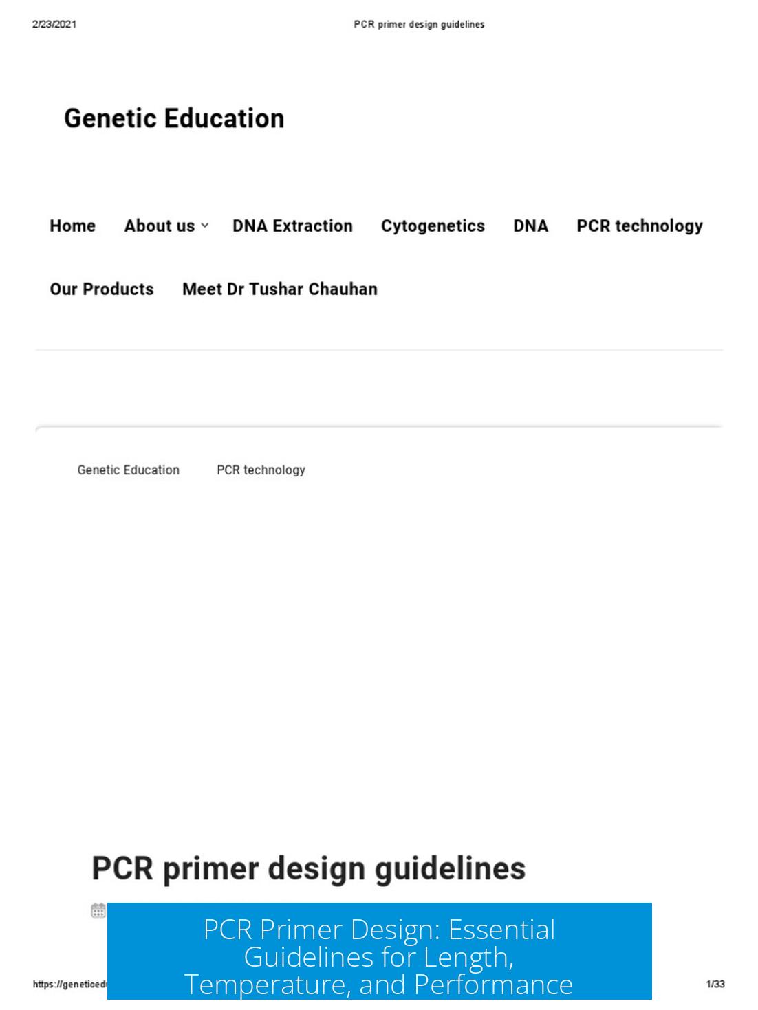 PCR Primer Design: Essential Guidelines for Length, Temperature, and Performance