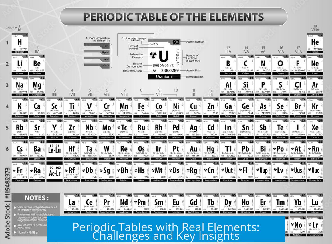 Periodic Tables with Real Elements: Challenges and Key Insights