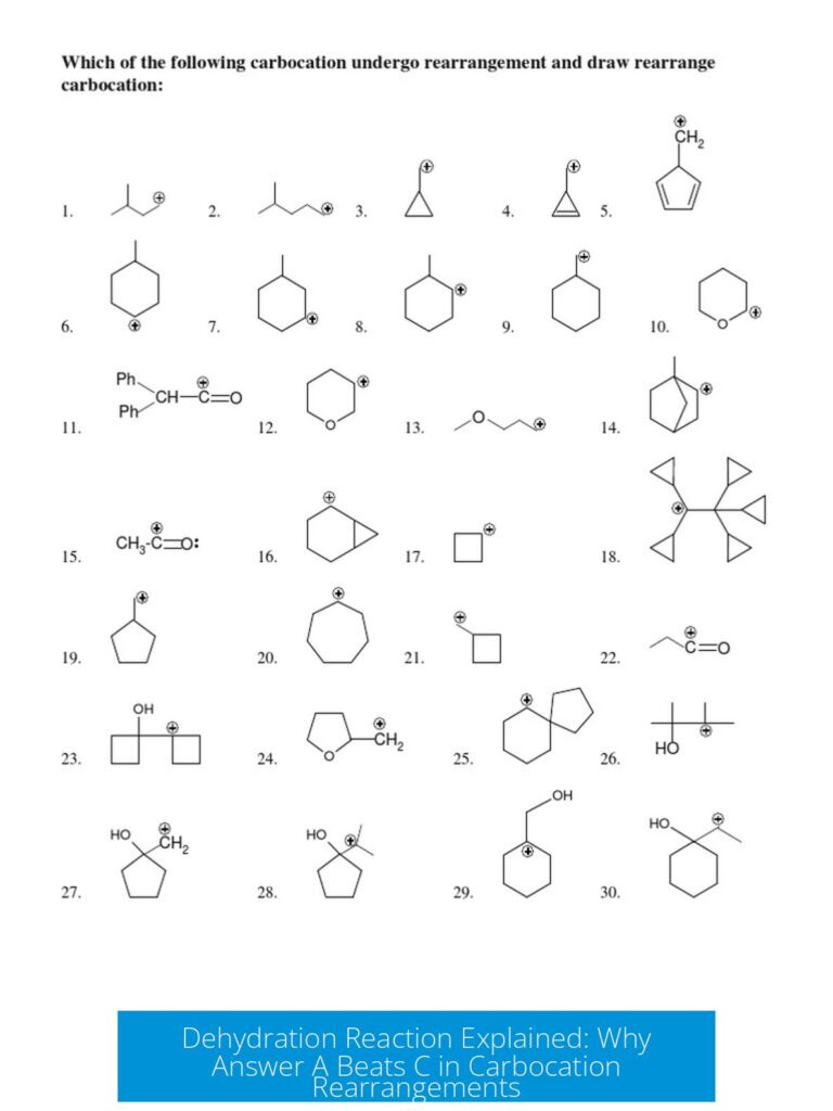Dehydration Reaction Explained: Why Answer A Beats C in Carbocation Rearrangements