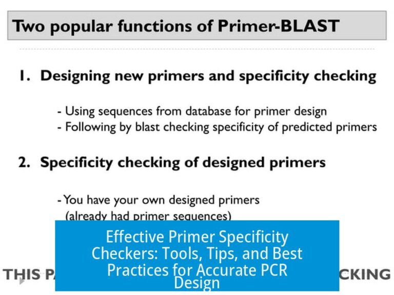 Effective Primer Specificity Checkers: Tools, Tips, and Best Practices for Accurate PCR Design