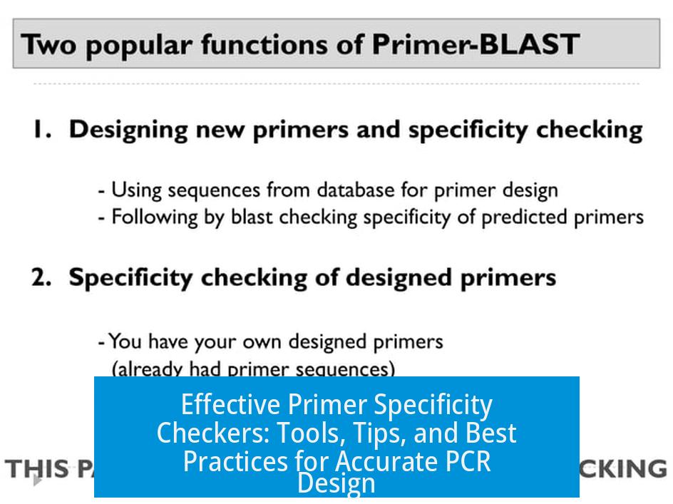 Effective Primer Specificity Checkers: Tools, Tips, and Best Practices for Accurate PCR Design