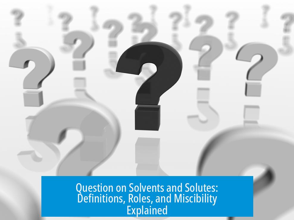 Question on Solvents and Solutes: Definitions, Roles, and Miscibility Explained