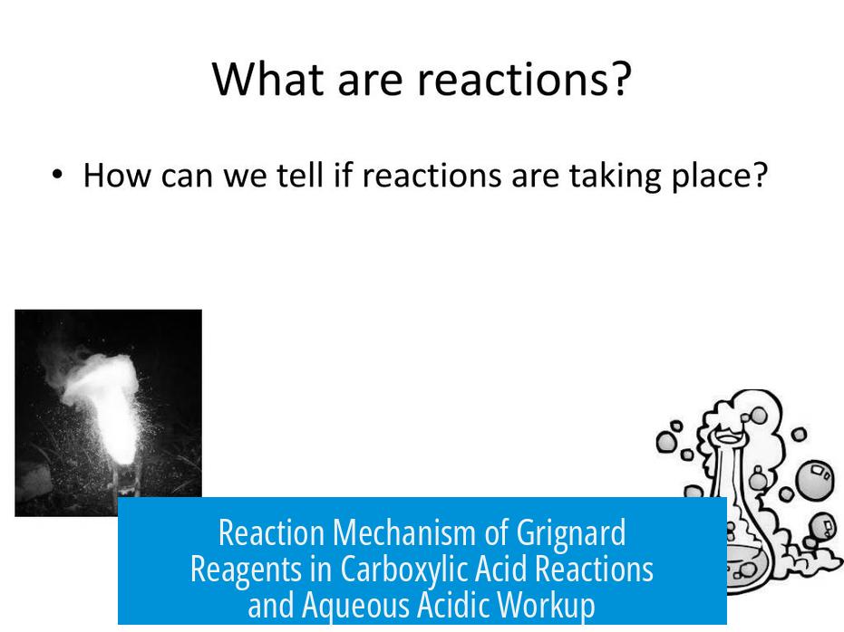 Reaction Mechanism of Grignard Reagents in Carboxylic Acid Reactions and Aqueous Acidic Workup