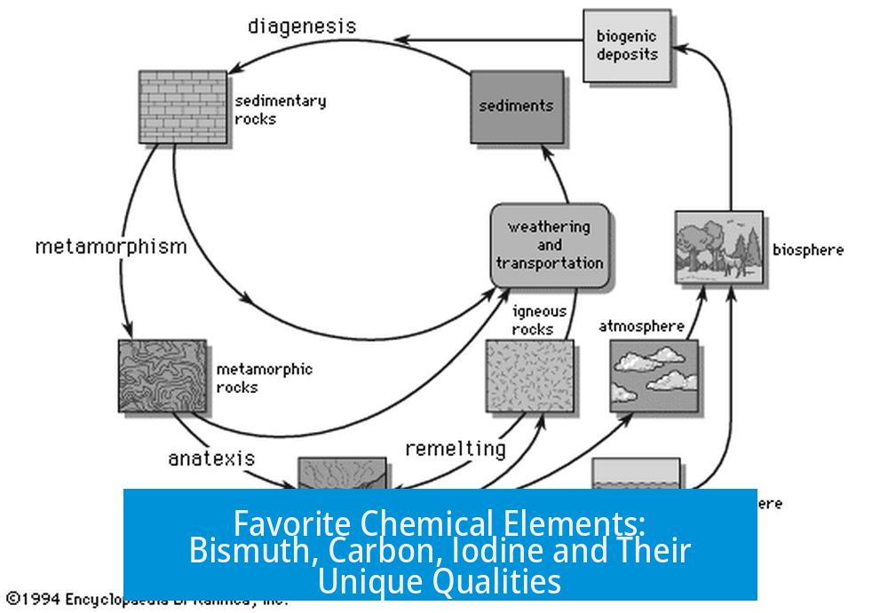 Favorite Chemical Elements: Bismuth, Carbon, Iodine and Their Unique Qualities