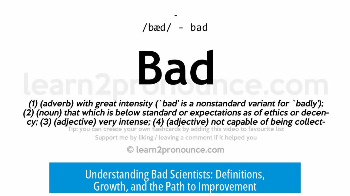 Understanding Bad Scientists: Definitions, Growth, and the Path to Improvement