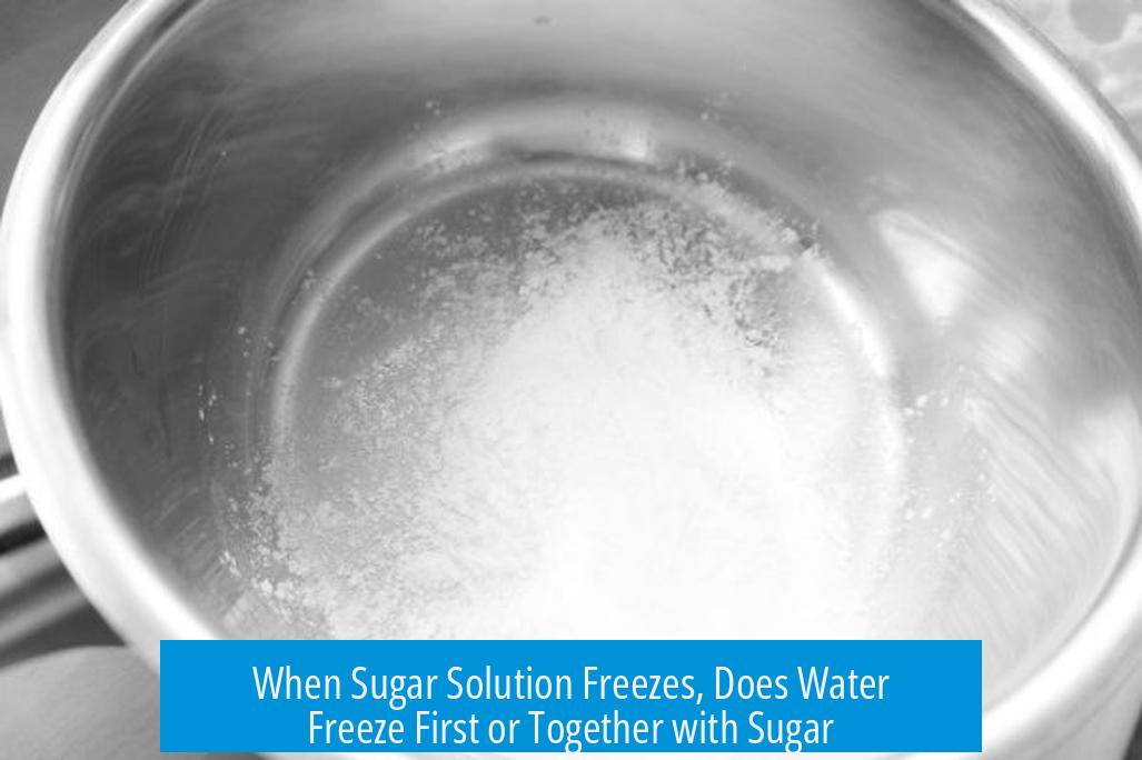 When Sugar Solution Freezes, Does Water Freeze First or Together with Sugar