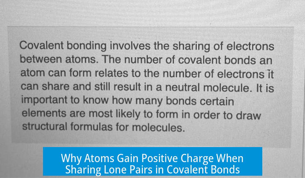 Why Atoms Gain Positive Charge When Sharing Lone Pairs in Covalent Bonds