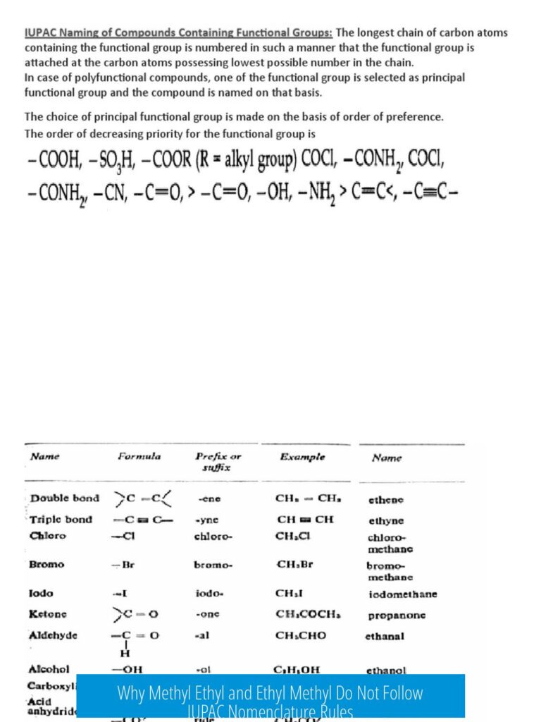 Why Methyl Ethyl and Ethyl Methyl Do Not Follow IUPAC Nomenclature Rules