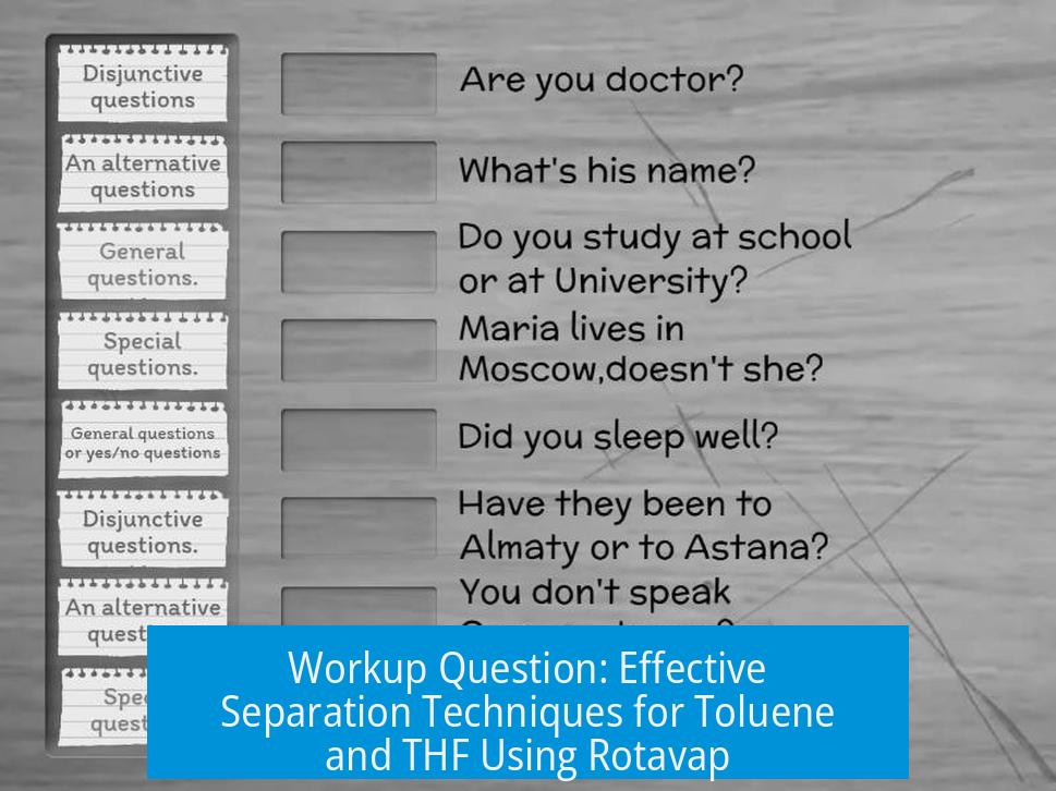 Workup Question: Effective Separation Techniques for Toluene and THF Using Rotavap